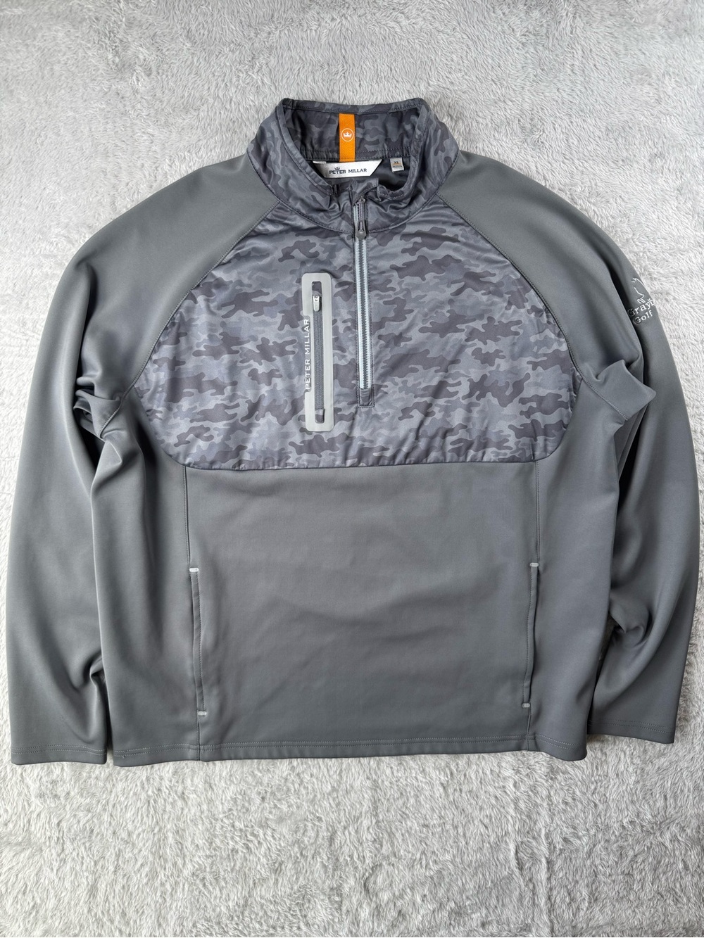 Peter Millar Crown Sport Camo 1/4 Zip Pullover Grayhawk Golf Club XL